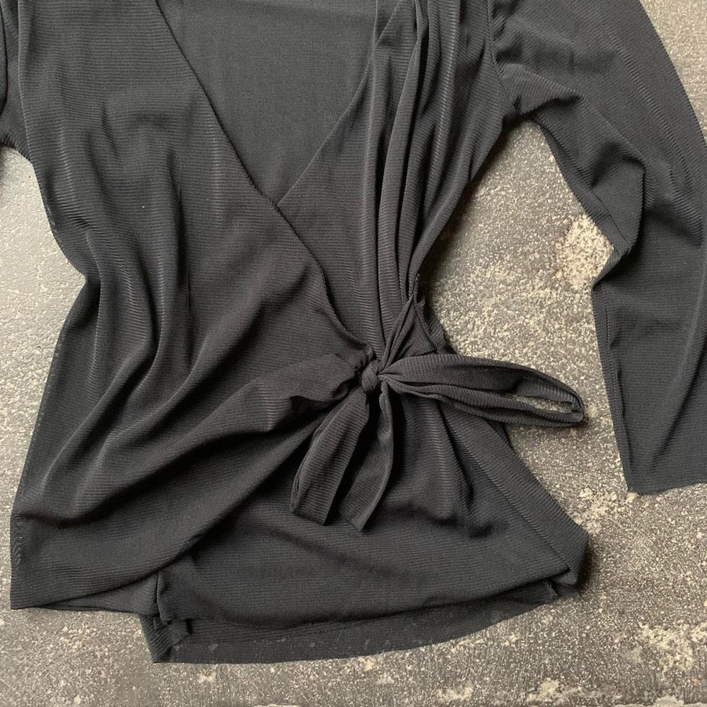 Black Sheer Wrap Top - Picture 3 of 4